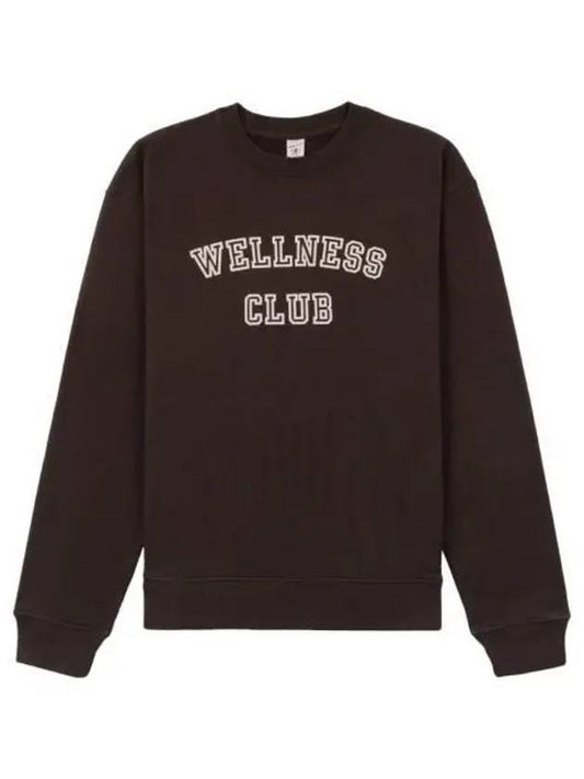 Wellness Club Flock Crew Neck Cotton Sweatshirt Brown - SPORTY & RICH - BALAAN 2