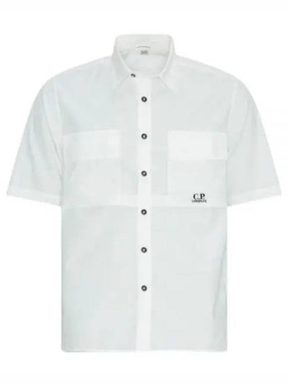 Cotton Rip-Stop Short Sleeve Shirt White - CP COMPANY - BALAAN 2