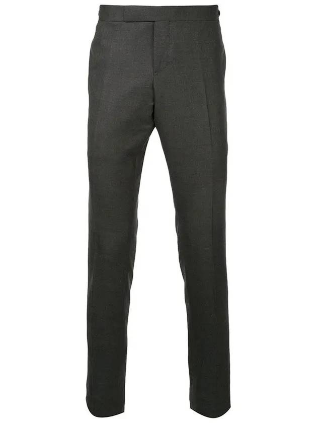 Low Rise Side Tab Wool Slacks Charcoal - THOM BROWNE - BALAAN 3