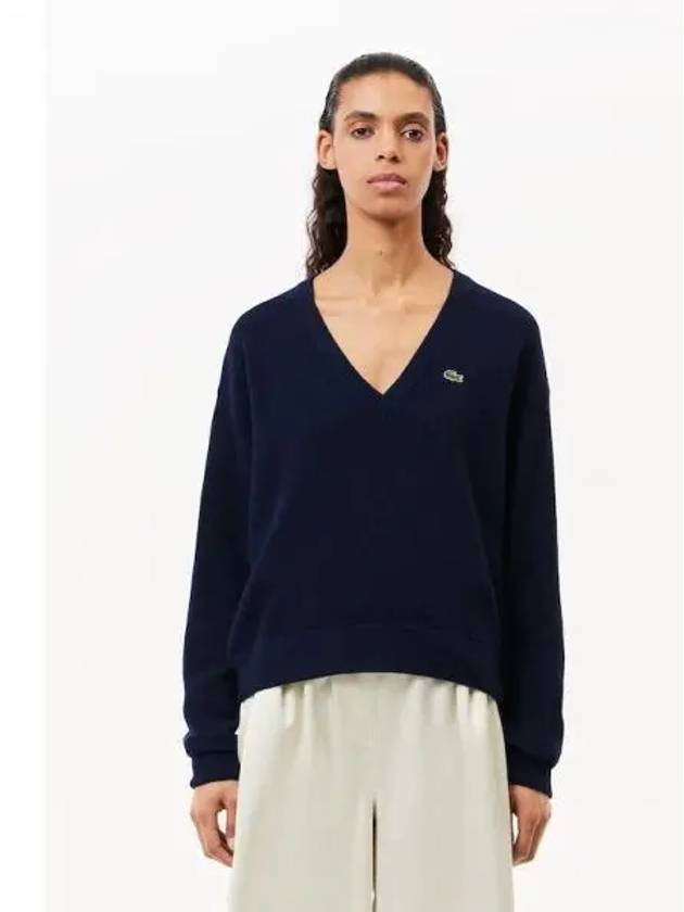 Women s Rings V neck Sweater AF9554 54N 166 Domestic Product GQ2N24090541834 - LACOSTE - BALAAN 1