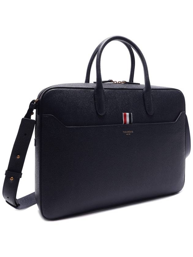 Pebble Grain Leather Brief Case Navy - THOM BROWNE - BALAAN 4