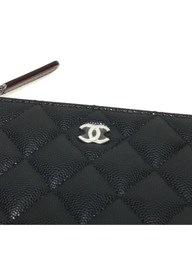 Silver logo grained calfskin clutch bag black - CHANEL - BALAAN 3