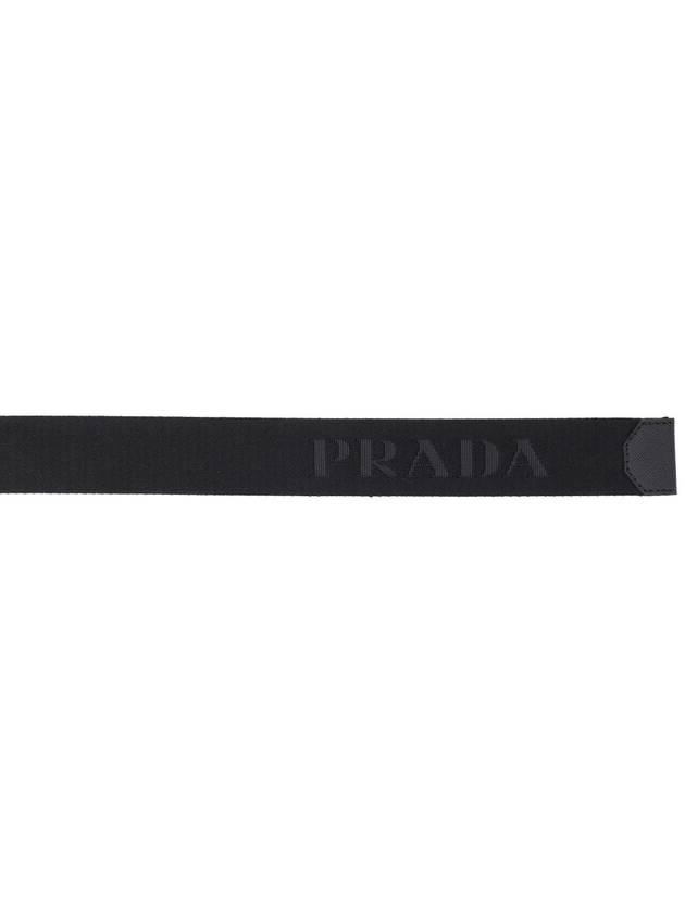 Triangle Logo Plaque Buckle Nylon Belt Black - PRADA - BALAAN 4