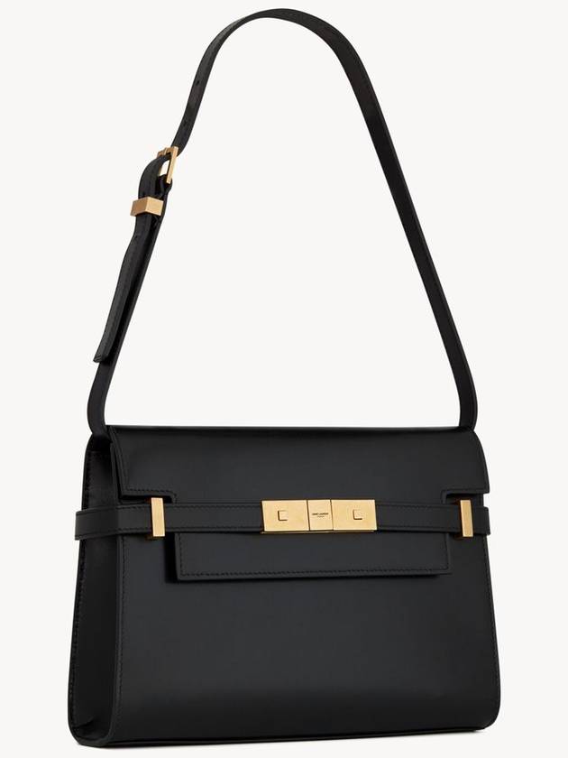 Manhattan Small Shoulder Bag Leather Black - SAINT LAURENT - BALAAN 6