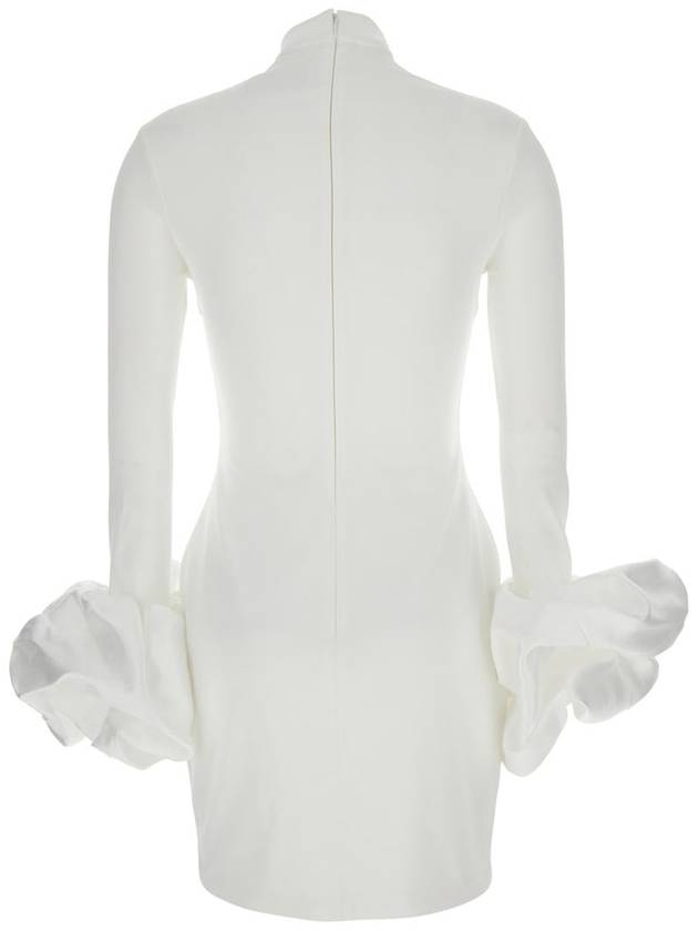 'Payton' White Mini Dress With Mock Neck And Ruffled Hems In Tech Fabric Woman - SOLACE LONDON - BALAAN 2