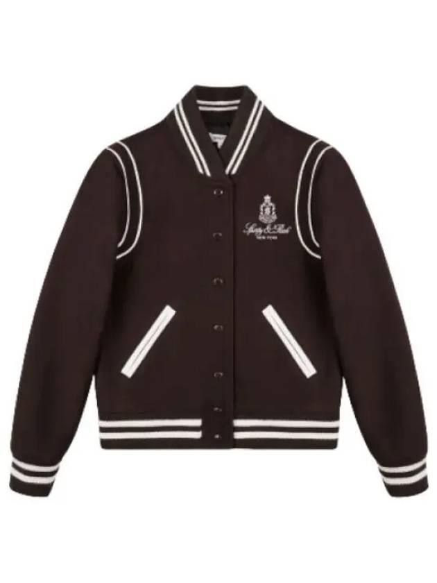 Vendome Wool Varsity Jacket Chocolate Jumper - SPORTY & RICH - BALAAN 1