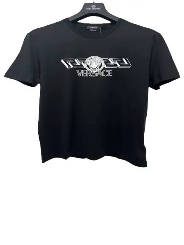 1008461 La Greca Black Short Sleeve TShirt - VERSACE - BALAAN 1