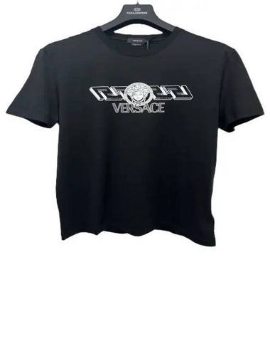 1008461 La Greca Black Short Sleeve T Shirt - VERSACE - BALAAN 1