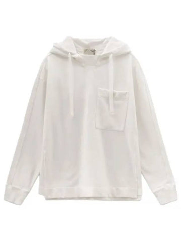 Chest Pocket Logo Label Hood White Hooded Sweatshirt - TEN C - BALAAN 1