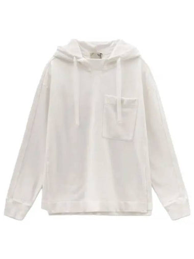 Chest Pocket Logo Label Hooded White Sweatshirt - TEN C - BALAAN 1