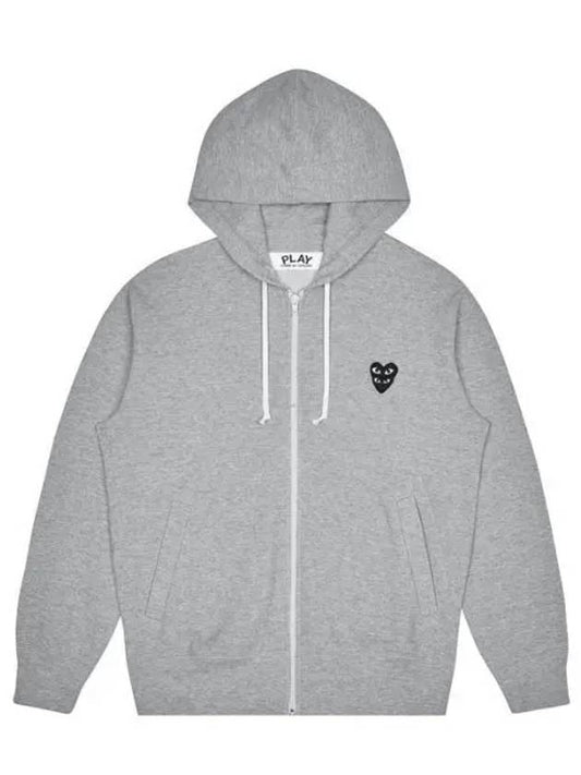 Men's Black Double Heart Waffen Zip Up Hoodie Grey - COMME DES GARCONS - BALAAN 2