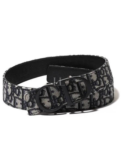 CD Oblique Jacquard Calfskin 35mm Reversible Belt Black Beige - DIOR - BALAAN 2