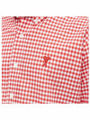 Small Heart Logo Gingham Button Long Sleeves Shirt Red - AMI - BALAAN 5