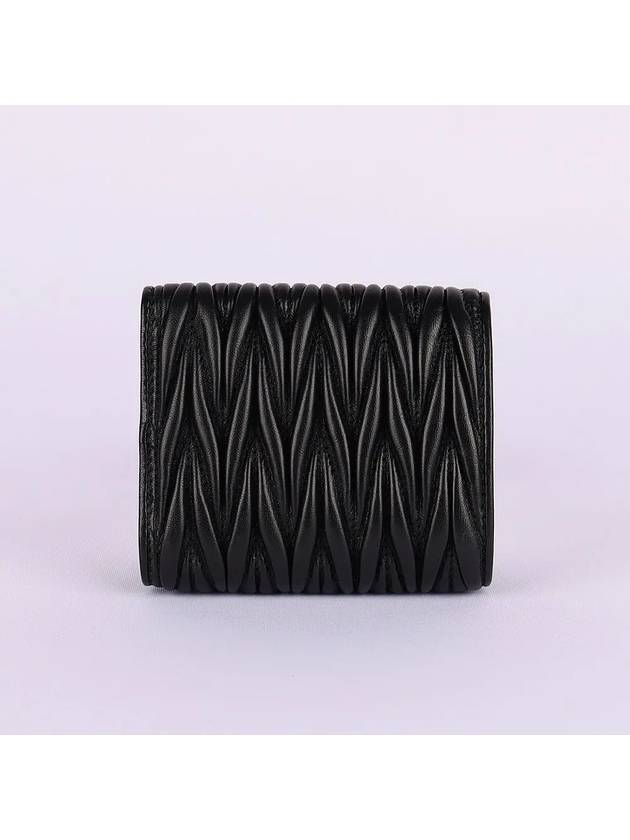 Matelasse Logo Nappa Leather Half Wallet Black - MIU MIU - BALAAN 3