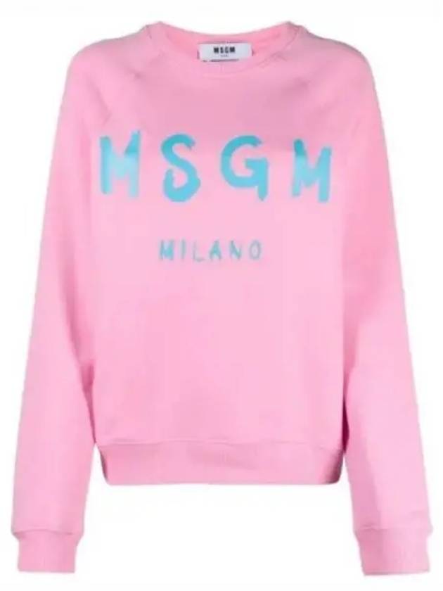 Brushed Logo Cotton Sweatshirt Pink - MSGM - BALAAN 2