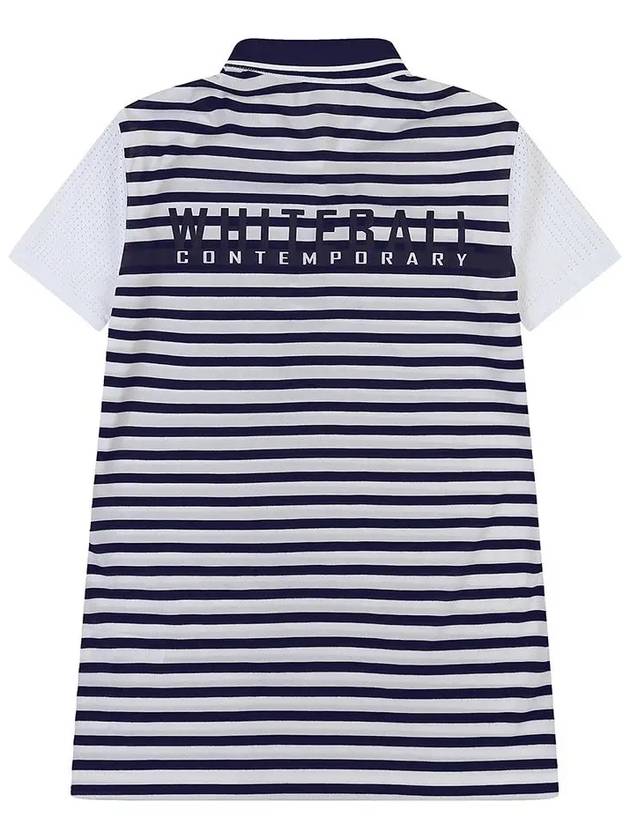 Poly Rayon Stripe Yoko Golf T-Shirt NAVY - WHITEBALL - BALAAN 8