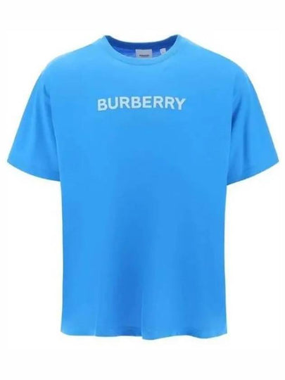 Logo-Print Cotton Short-Sleeve T-Shirt Blue - BURBERRY - BALAAN 2