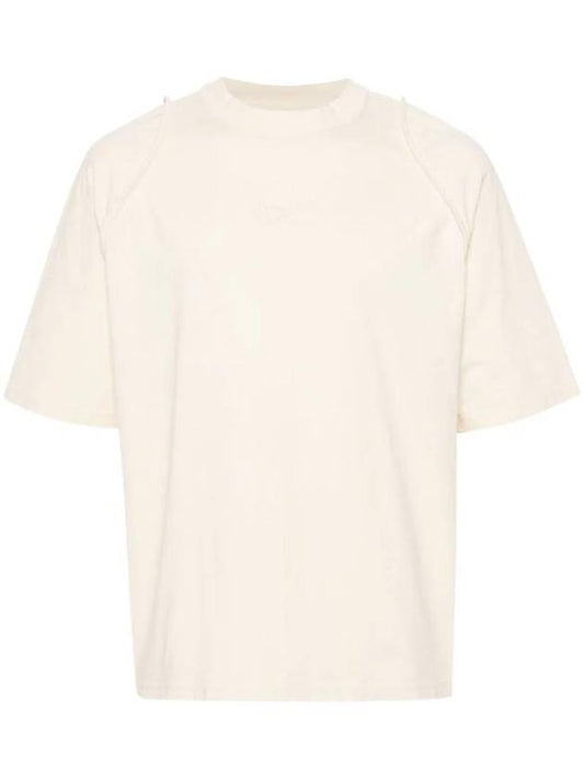 Camargue Embroidered Logo Cotton Short Sleeve T-shirt Light Beige - JACQUEMUS - BALAAN 1