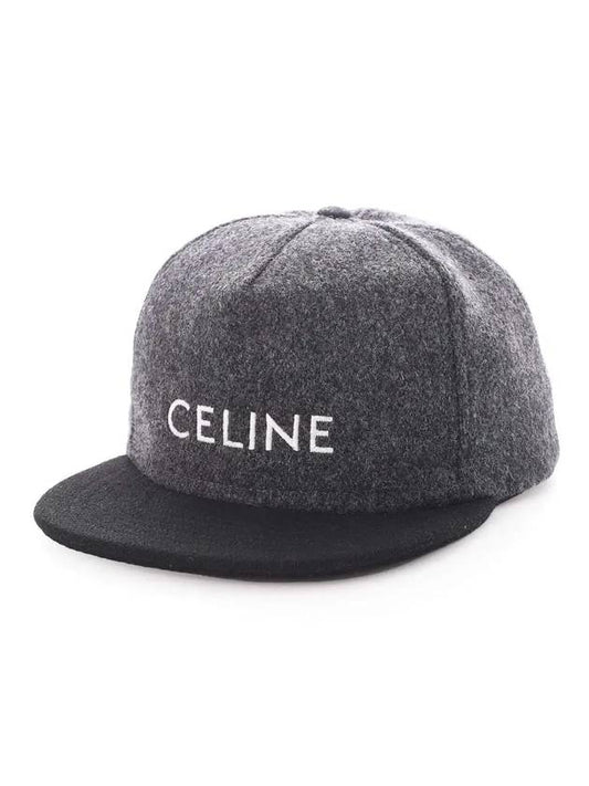 Embroidered Logo Wool Ball Cap Grey - CELINE - BALAAN 1