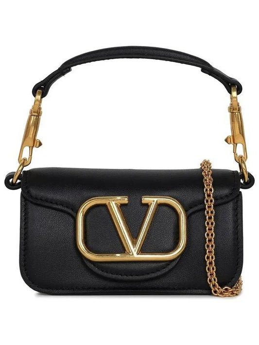 Gold Logo Micro Shoulder Bag Black - VALENTINO - BALAAN 1