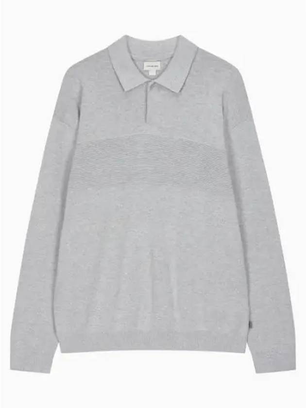 Jeans Rugby Knit Long Sleeve Polo Shirt Light Grey - CALVIN KLEIN - BALAAN 2