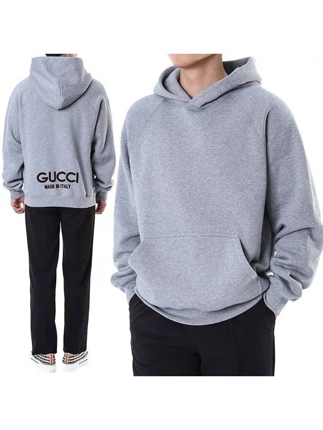 Cotton Print Hoodie Grey - GUCCI - BALAAN 3