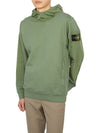 Garment Dyed Cotton Fleece Badge Hoodie Green - STONE ISLAND - BALAAN 6