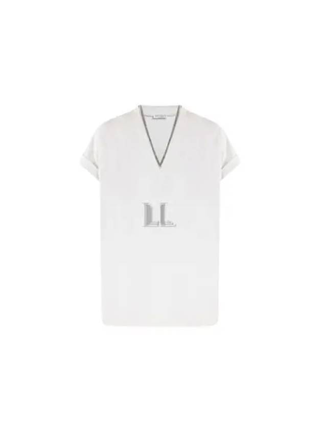 Monilli V-Neck Short Sleeve T-Shirt White - BRUNELLO CUCINELLI - BALAAN 2