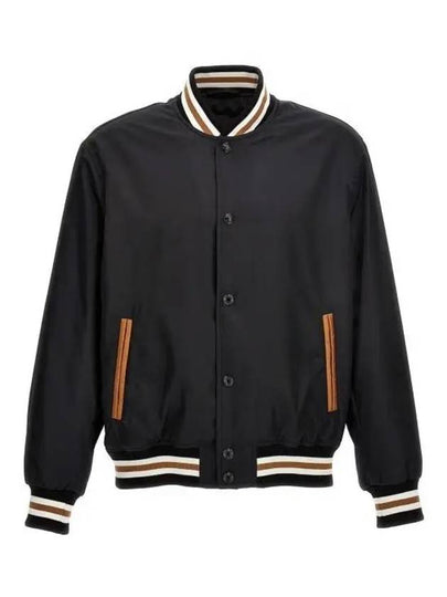 Stripe Detail Button Bomber Jacket Black - VERSACE - BALAAN 2