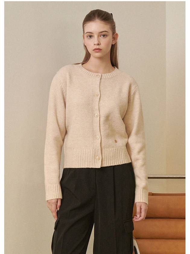 women's anemone wool basic cardigan light beige - MICANE - BALAAN 4