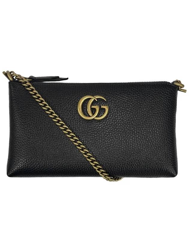 GG Logo Leather Square Chain Shoulder Bag Black - GUCCI - BALAAN 4