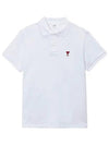 Heart Logo Polo Shirt White - AMI - BALAAN 2