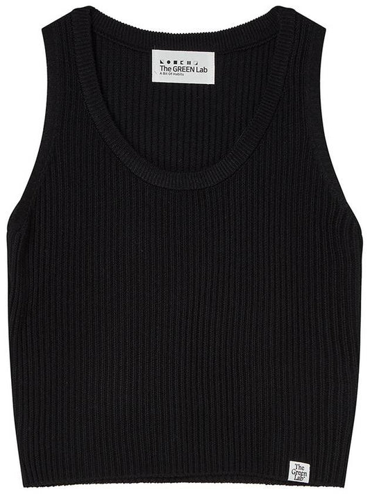 Striped Crop Knit Sleeveless Black - THE GREEN LAB - BALAAN 2