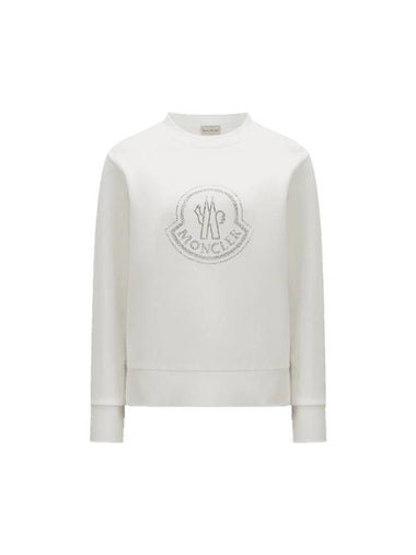 Crystal Logo Cotton Sweatshirt Off White - MONCLER - BALAAN 1