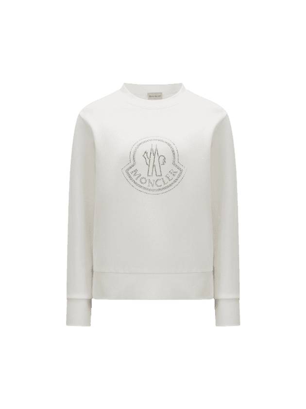 Crystal Logo Cotton Sweatshirt Off White - MONCLER - BALAAN 1