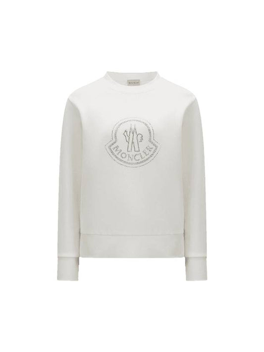 Crystal Logo Cotton Sweatshirt Off White - MONCLER - BALAAN 1