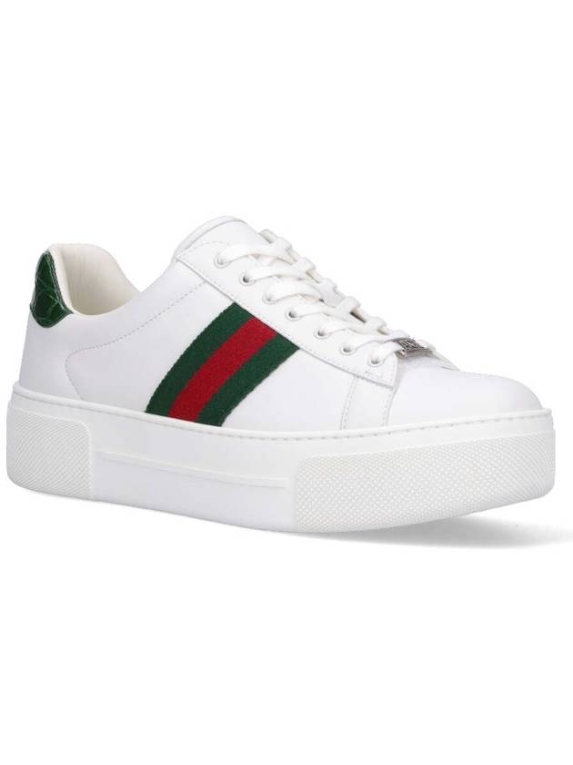 Women's Leather Low Top Sneakers White - GUCCI - BALAAN 3