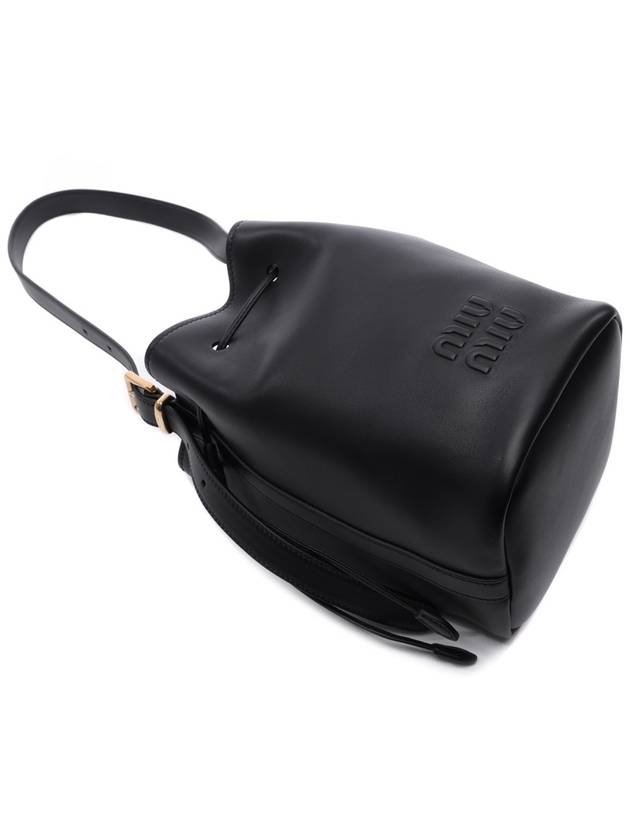 Logo Leather Bucket Bag Black - MIU MIU - BALAAN 6