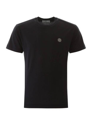 Men's Garment Dying Embroidered Logo Patch Short Sleeve T-Shirt Dark Navy - STONE ISLAND - BALAAN 1