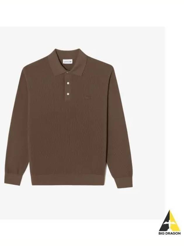 Men s Pique Collar Sweater Polo Brown - LACOSTE - BALAAN 1