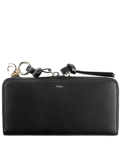 Alphabet Charm Grain Leather Long Wallet Black - CHLOE - BALAAN 2