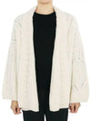 Women's Cable Knit Cashmere Cardigan Ivory - LORO PIANA - BALAAN 2