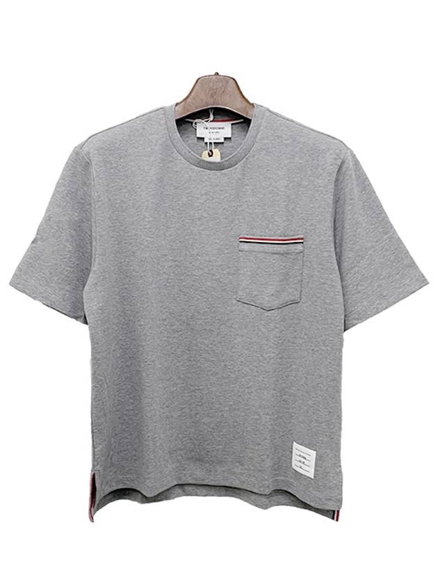 Cotton Oversized Pocket Short Sleeve T-Shirt Light Grey - THOM BROWNE - BALAAN 3