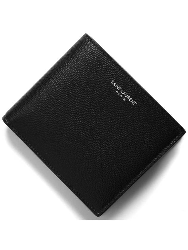 Logo East West Half Wallet Black - SAINT LAURENT - BALAAN 2