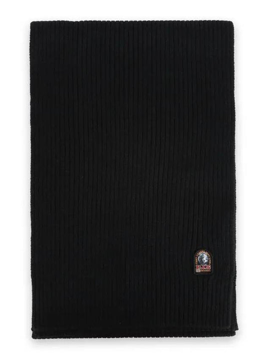 logo patch merino wool ribbed muffler black PAAC SC02 541 - PARAJUMPERS - BALAAN 1