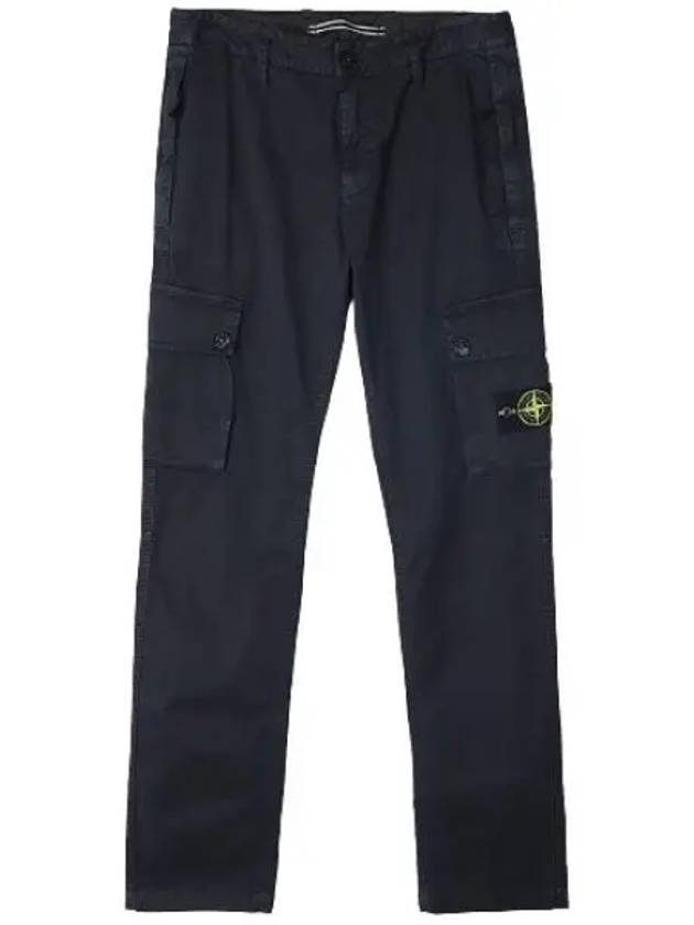 Garment Dyed Old Effect Stretch Broken Twill Cotton Cargo Pants Navy - STONE ISLAND - BALAAN 2