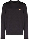 Fox Head Patch Regular Round Neck Pullover Knit Top Anthracite Melange - MAISON KITSUNE - BALAAN 2