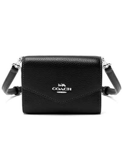 Mini Envelope Crossgrain Leather Cross Bag Black - COACH - BALAAN 2