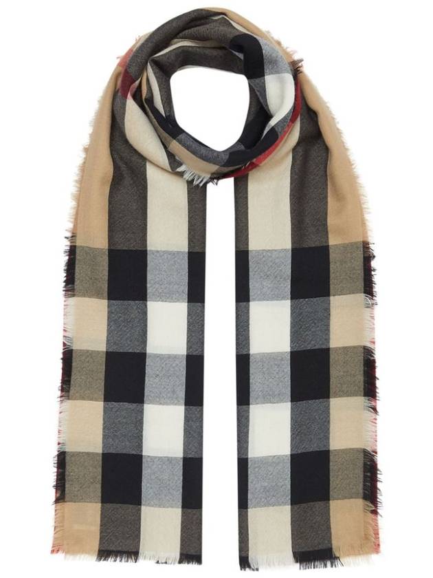 Lightweight Check Cashmere Scarf Beige - BURBERRY - BALAAN 8