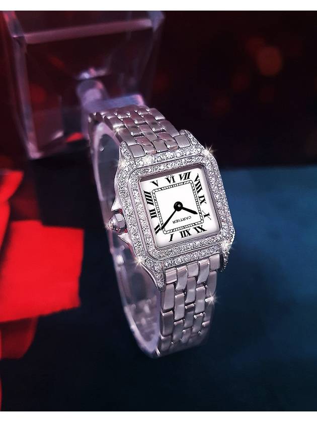 Panda Small Bezel Full Diamond Women s Steel Watch - CARTIER - BALAAN 8